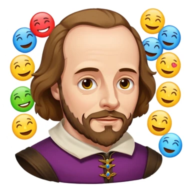 Shakespeare portrait very faithful to original dealing with a bunch og emojis sticker