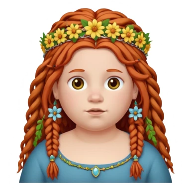 fat redhead kid with dreadlocks and floral tiara sticker