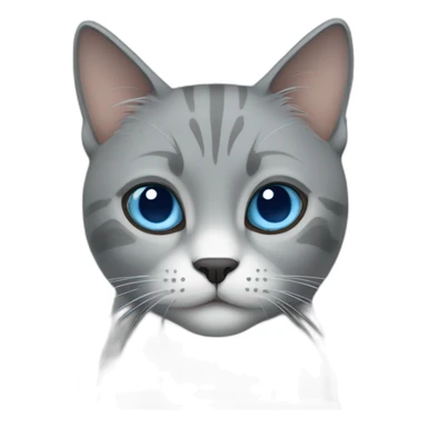Grey cat with blue ete sticker
