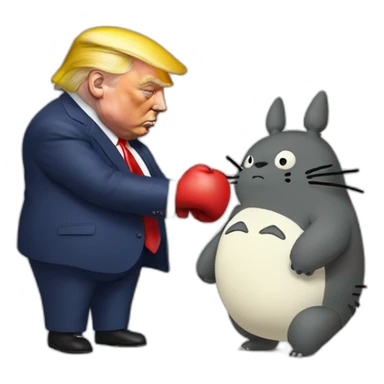 Totoro boxing with trump sticker
