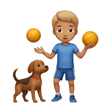 kid and dog playing with ball sticker