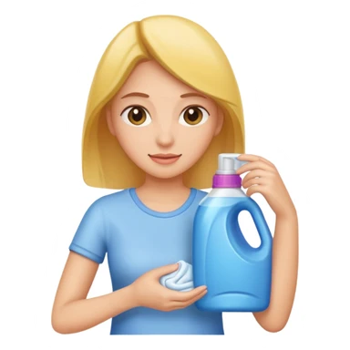 woman holding laundry detergent sticker