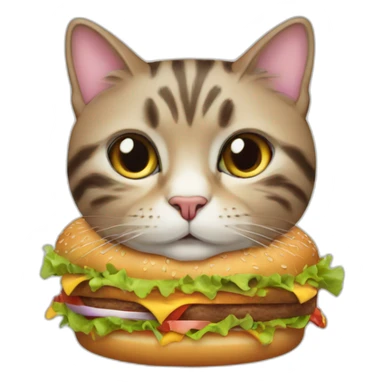 cat eat burger sticker