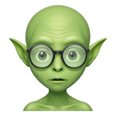 green alien with glasses sticker