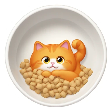 fat orange cat eating food  sticker