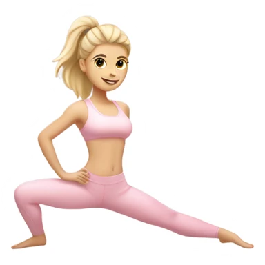 A blonde white Pilates girl in light pink clothes with fitness mat sticker