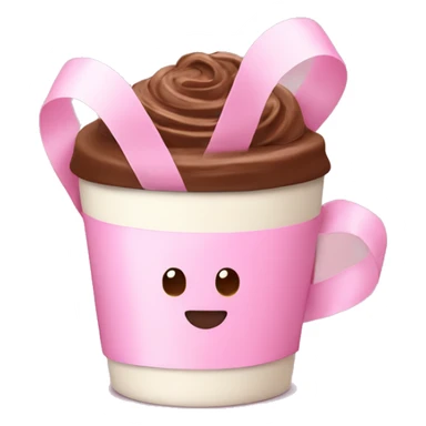 Soft pink ribbon mocha sticker