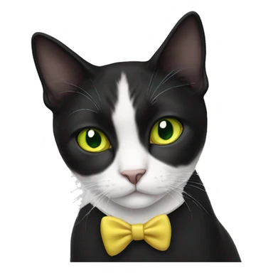 Tuxedo cat half white half black face yellow green eyes sticker