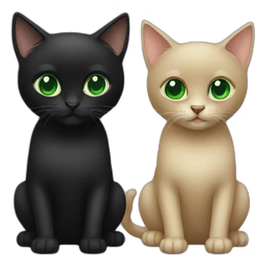 Two black cats with green eyes sticker