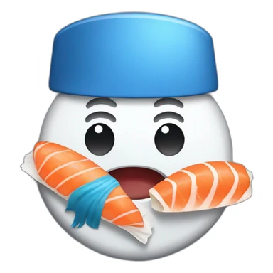 Chat bleu qui mange des sushis sticker