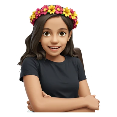 smiling girl with flower crown sticker