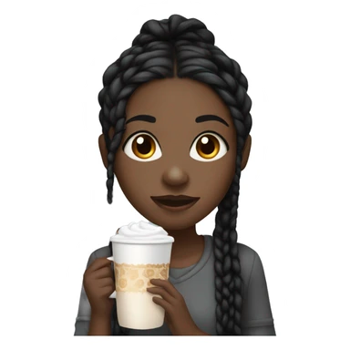 Black girl with black long braids and a hot chocolate sticker