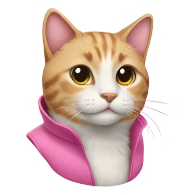 a cat with a pink coat sticker