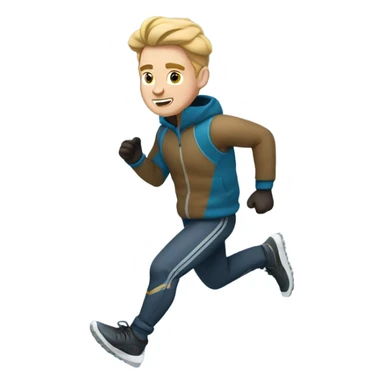 Cold young white man running near frozen lake sticker