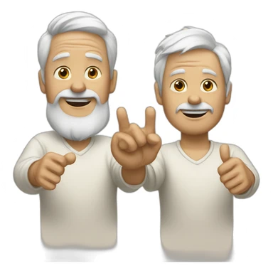 two old white best friends one hand up no mustache sticker