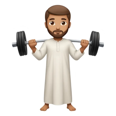 brown muslim man pushing weight wearing thobe  sticker