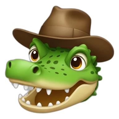 a crocodile with a brown hat sticker