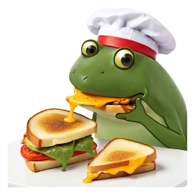 Kitten eating grilled cheese sticker