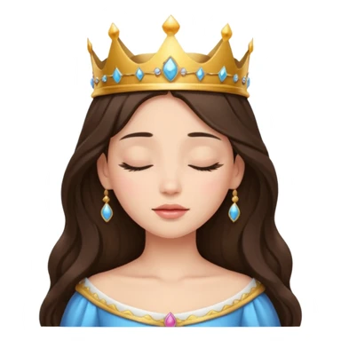 a brunette hair beautiful princess closing her eyes calmly sticker