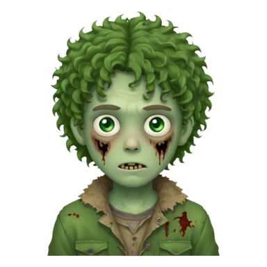 Boy zombie with curly hair sticker