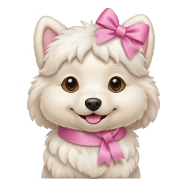 white dog with pink ribbon sticker