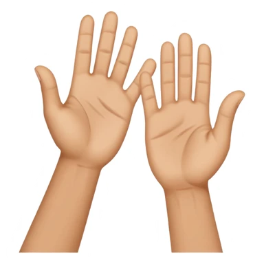 Face with person giving themselves a high five. hands should be touching with visual showing a clap sticker