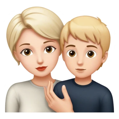 friend (women and boy) face to face make the pose with espion style sticker