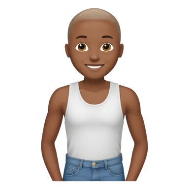 Un personnage noir avec un débardeur blanc et un jean 👖 avec des cheveux rasés  sticker