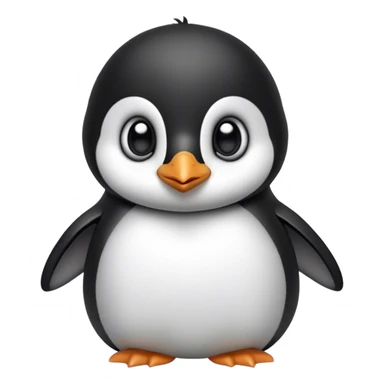 Cinematic Noble Baby Penguin Portrait Emoji, Poised with an air of innocent regality, featuring soft, downy feathers in crisp black and white and wide, soulful eyes, Simplified yet sharp and sophisticated features, highly detailed, glowing with a gentle, dignified polar glow, high shine, intelligent and charming, stylized with an air of cherubic majesty, focused and attentive, soft glowing outline, capturing the essence of a tiny arctic noble that feels as though it could waddle out of the screen with effortless authority! sticker