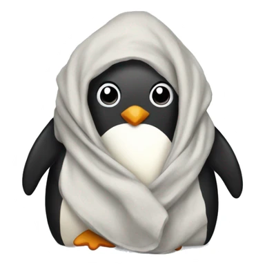 penguin in a blanket sticker