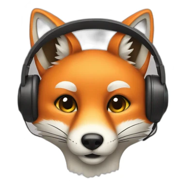 fox with headphones sticker