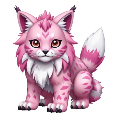 A pink lynx-fakemon-Digimon-creature-hybrid sticker
