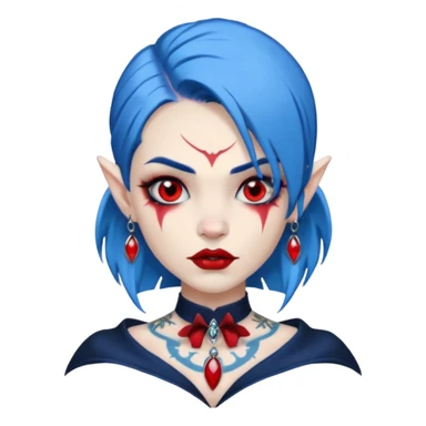 wampire with blue hair and face tattooed and extra big earing sticker