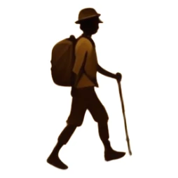 
una mezcla de sol + montaña + caminante estilo petroglifo sticker