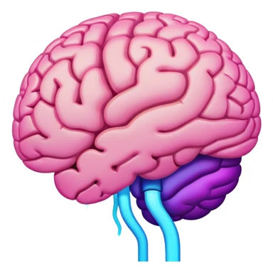 brain in regular pink/flesh color, with neon glow effect, blue neon glow on top left, purple neon glow on bottom right sticker
