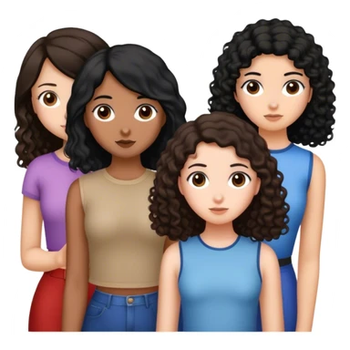 Three girls ,  two with black hair and one with brown, one black haired girl has pin straight hair, the other has curly hair and the brunette has brown hair. All of them with their back facing me sticker