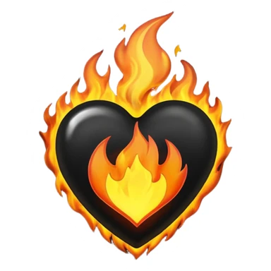 Black heart in flames  sticker