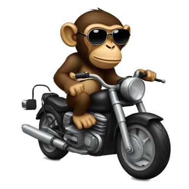 Monkey with sunglasses riding a motorcycle.  sticker
