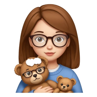  girl with single teddy bear she is wearing glasses sticker