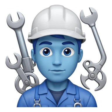 Male mechanic with blue sticker