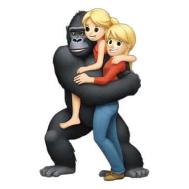 Gorilla carrying a blonde girl on his arms sticker