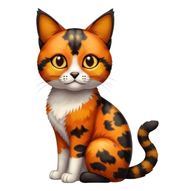 small tortoiseshell cat. no white fur. amber eyes. full body.  sticker
