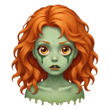 garota zumbi verde com o cabelo grande e ondulado cor laranja e olhos castanhos sticker