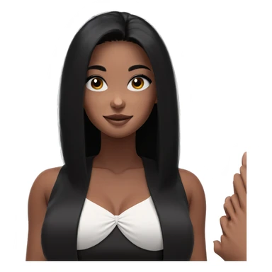 smiling girl with black hair sticker