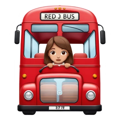  Little white girl with brown hair on a double-decker red bus sticker
