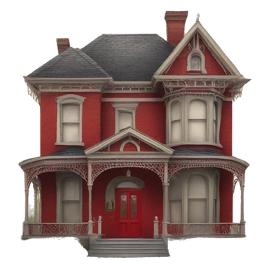 Victorian house with red door  sticker
