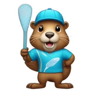 beaver with ice skateand  ice hockey stick in hand sticker