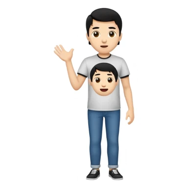 light skin black hair man surprised and happy full body sticker