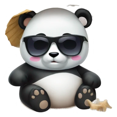 Panda sleeping at the beach with sunglasses sticker
