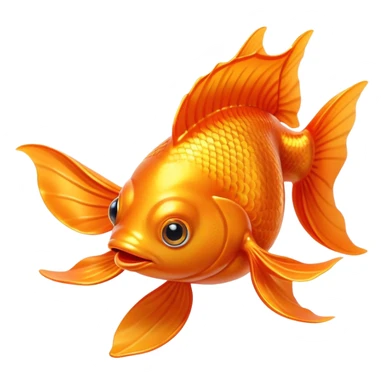 Cinematic Cute Orange Goldfish Portrait Emoji, Head tilted playfully and inquisitively, featuring a glossy, vibrant orange body with delicate, flowing fins, round, sparkling golden eyes filled with curiosity, Simplified yet irresistibly adorable features, highly detailed, glowing with a warm, friendly glow, high shine, affectionate and lively, stylized with a touch of whimsy, bright and endearing, soft glowing outline, capturing the essence of a mischievous yet loving goldfish, so playful it feels like it could swim out of the screen and into your heart! sticker